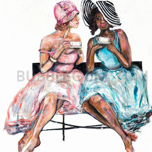 Modern Artisan Printed Rice Paper 'Two for Tea'