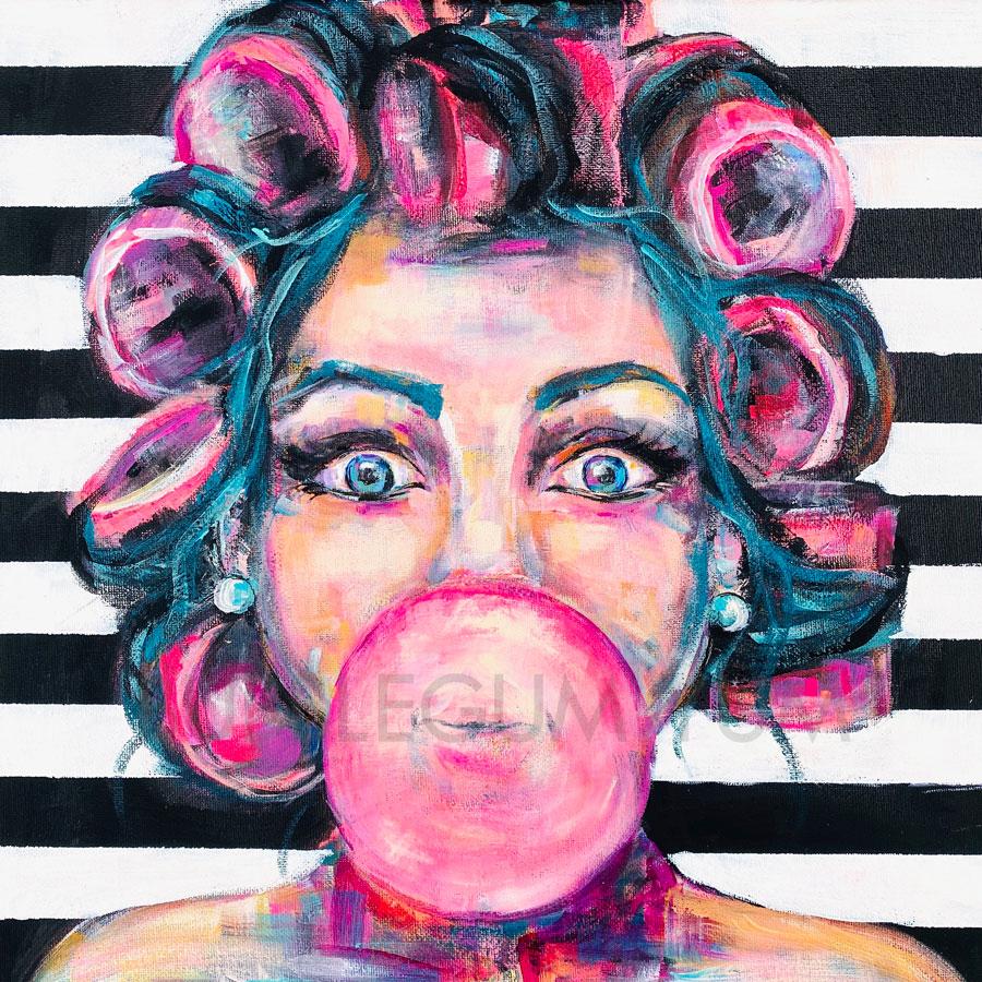 Modern Artisan Printed Rice Paper 'Bubble Gum Yum' Artist Anissa Marie