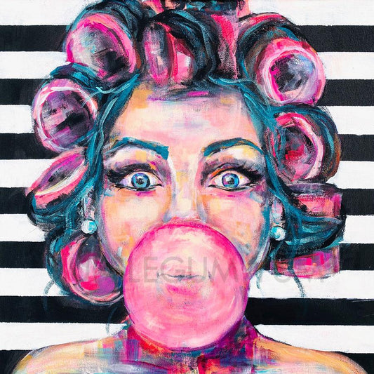 Modern Artisan Printed Rice Paper 'Bubble Gum Yum' Artist Anissa Marie