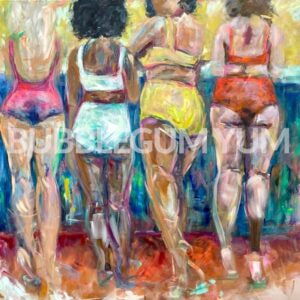 Modern Artisan Printed Rice Paper 'Bottoms Up' Artist Anissa Marie