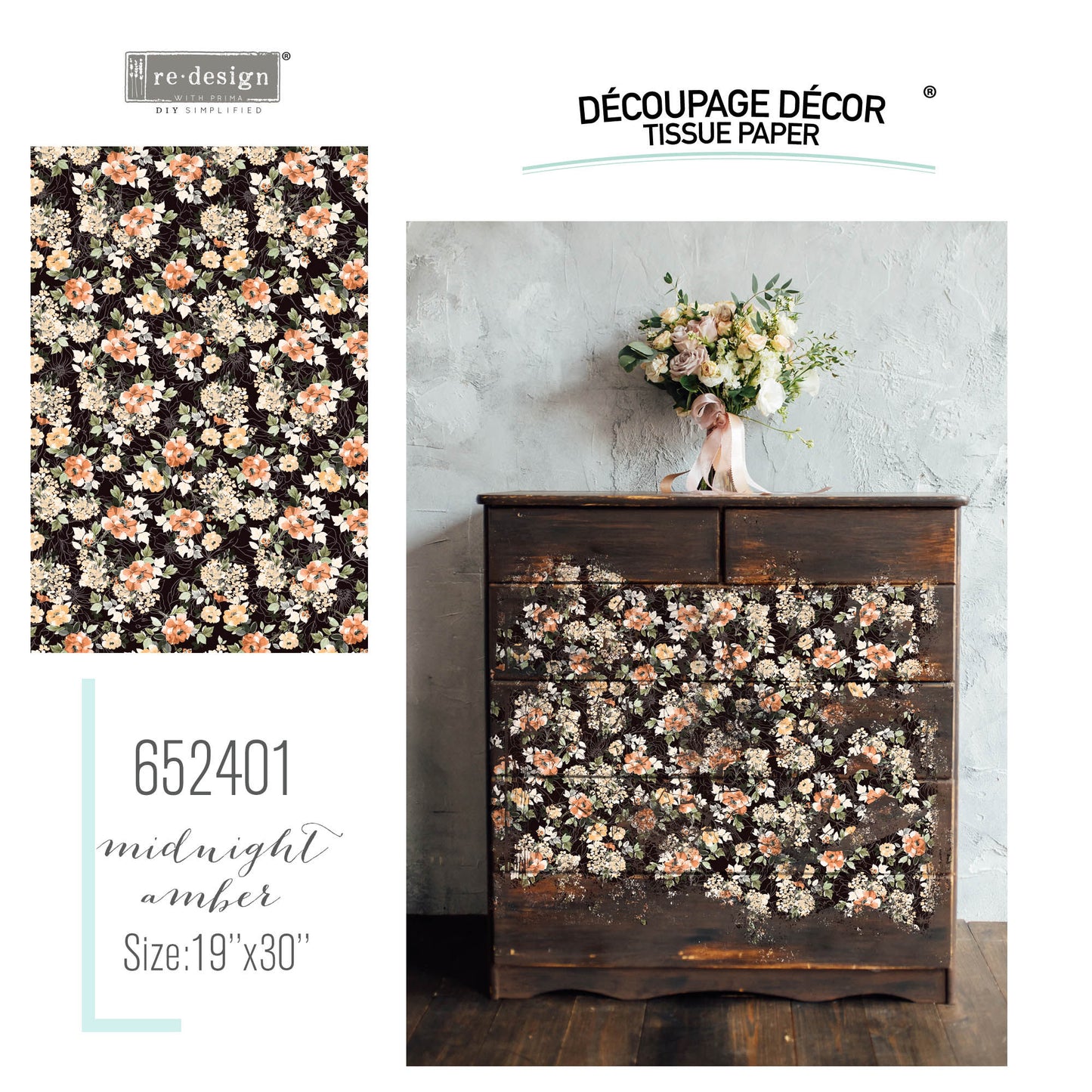 Midnight Amber Decoupage paper