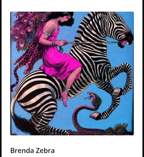 Modern Artisan Printed Rice Paper 'Brenda Zebra' Artist Bubblegum yum