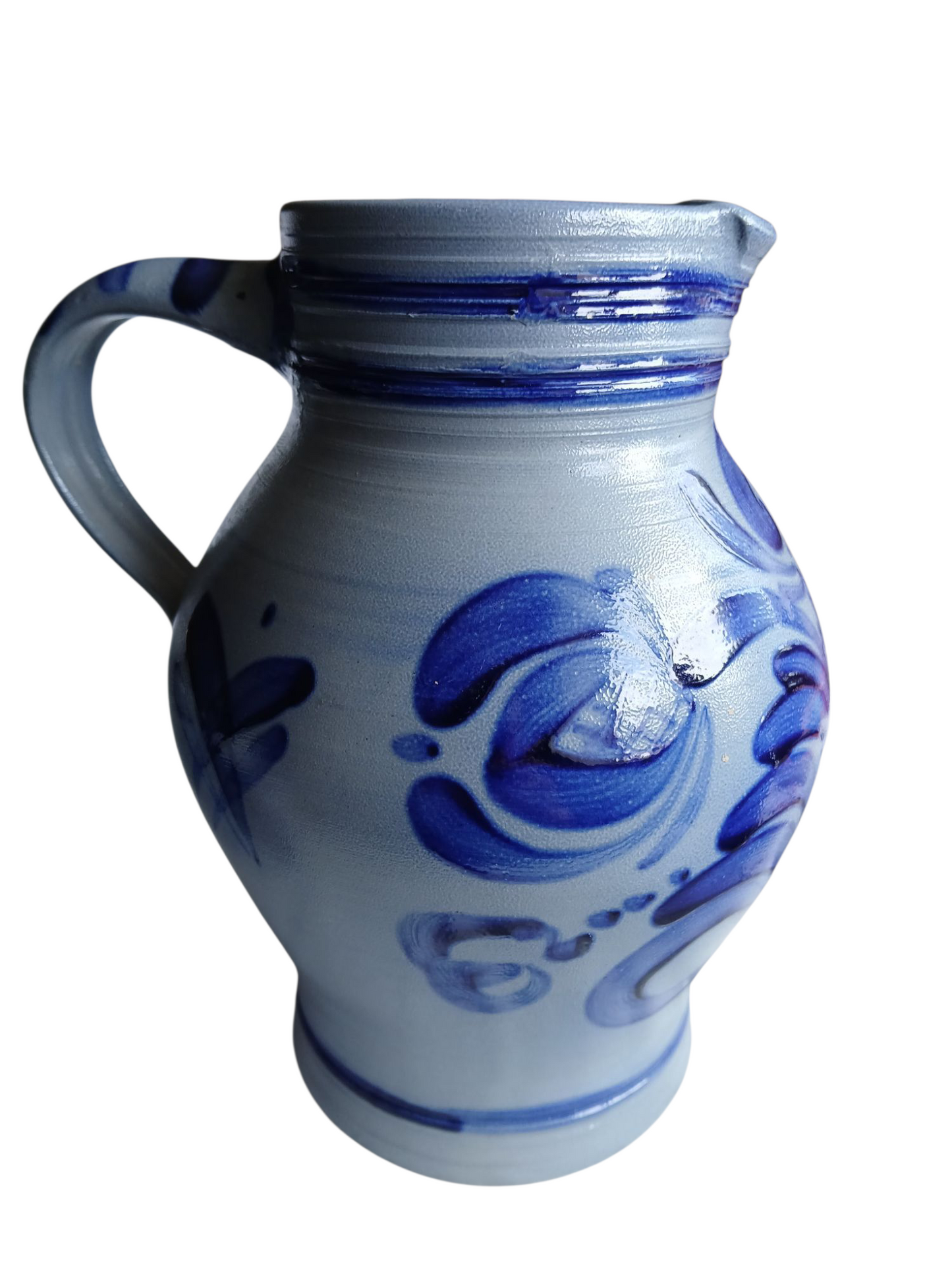 West German Vintage Pottery Water Jug and Four Cups.