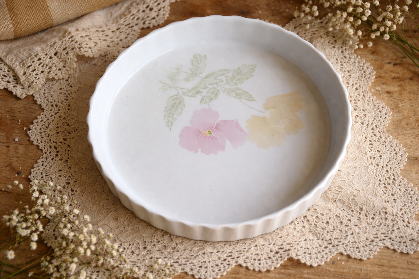 Vintage Poole Pottery fluted quiche or flan dish, made in England.