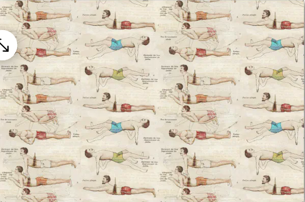 Vintage Decoupage Art Paper 'Vintage French Swimmers