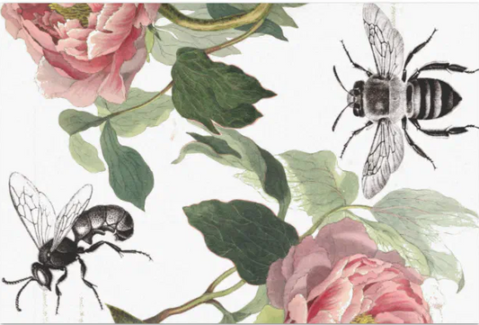 Vintage Decoupage Art Paper 'Vintage Glan Floral Bee