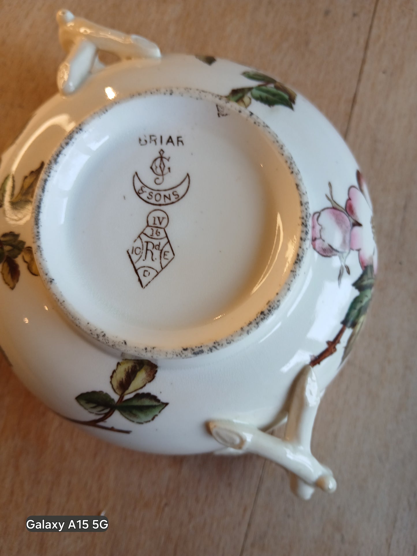 Victorian J & G Meakin “Briar” Lidded Sugar Bowl c1880s Wild Rose Pattern Staffordshire