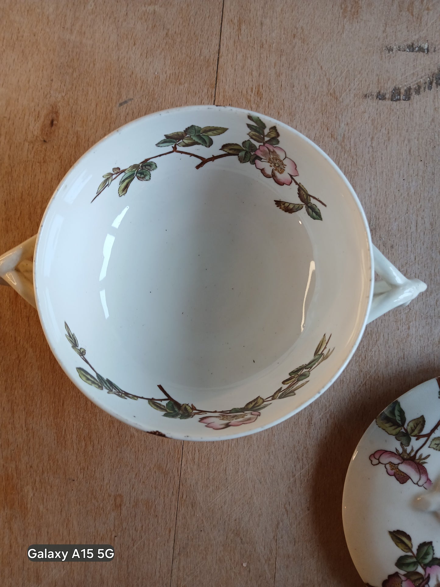 Victorian J & G Meakin “Briar” Lidded Sugar Bowl c1880s Wild Rose Pattern Staffordshire