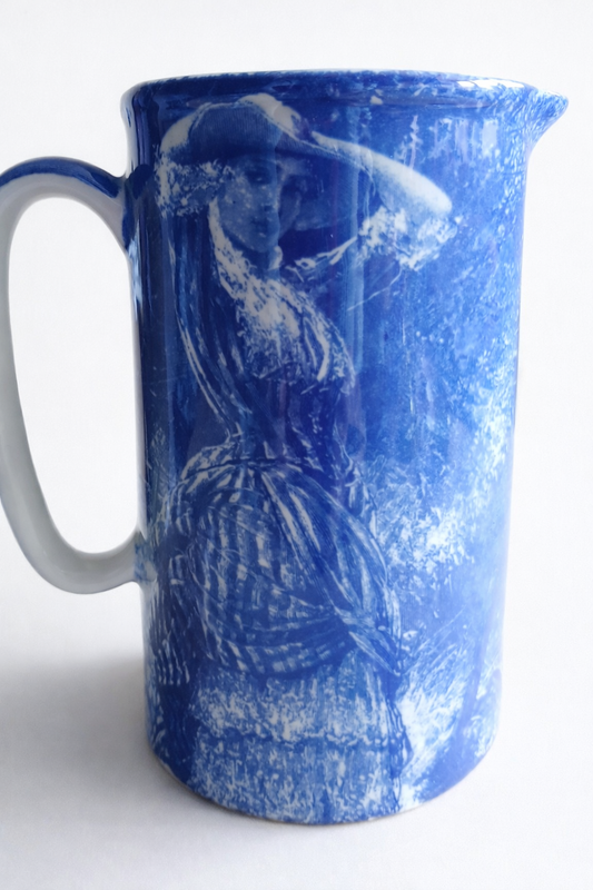 Heron Cross Pottery "Fair Summer" Blue Transfers are Jug-Staffordshire England.