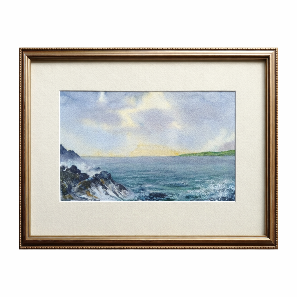 “Rocks & Spray, Anglesey – Signed Watercolour by Jack Nuthall, 2004”