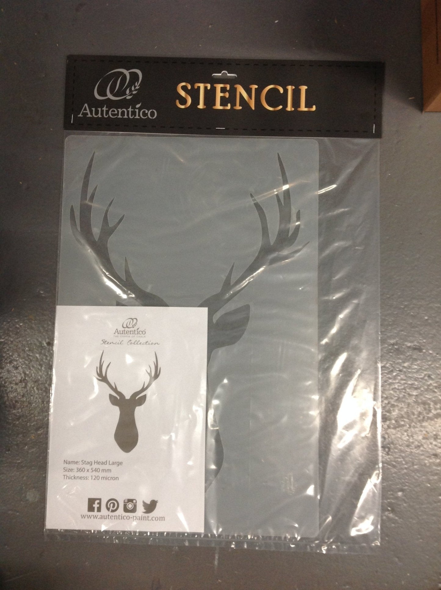 Stag Head Large 360 x 540 120 Micron - Autentico Paint UK