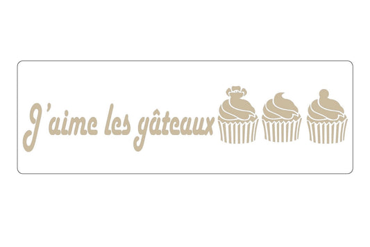 Stencil J'aime les gateaux - Autentico Paint UK